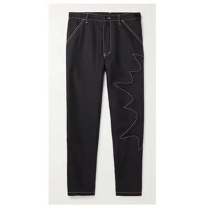 Comme Des Garcons Shirt Contrast Stitch Straight Leg Gabardine Trousers Black XL
